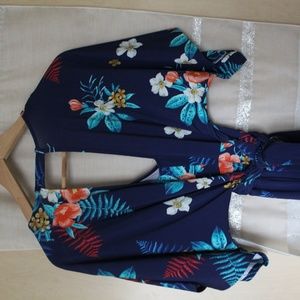 Express Floral Navy Romper Shorts